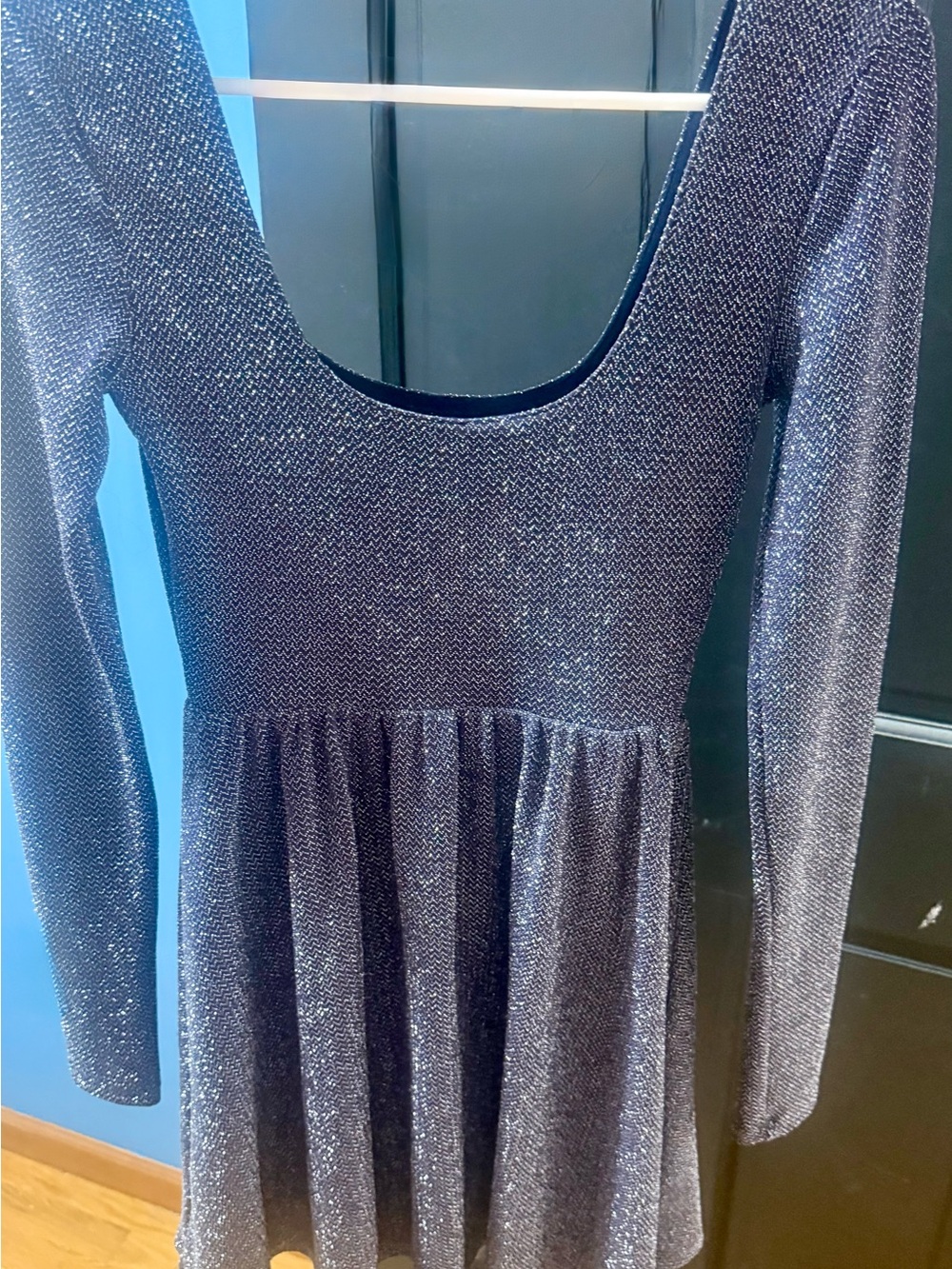 Free People Navy Dress with Silver Metallic Thread